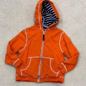 Orange Jersey Zip Up Jacket lined with navy stripe 110 size 5